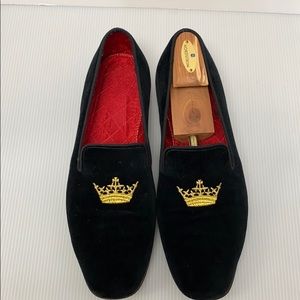 Brooks Brothers Velvet Crown Slippers 